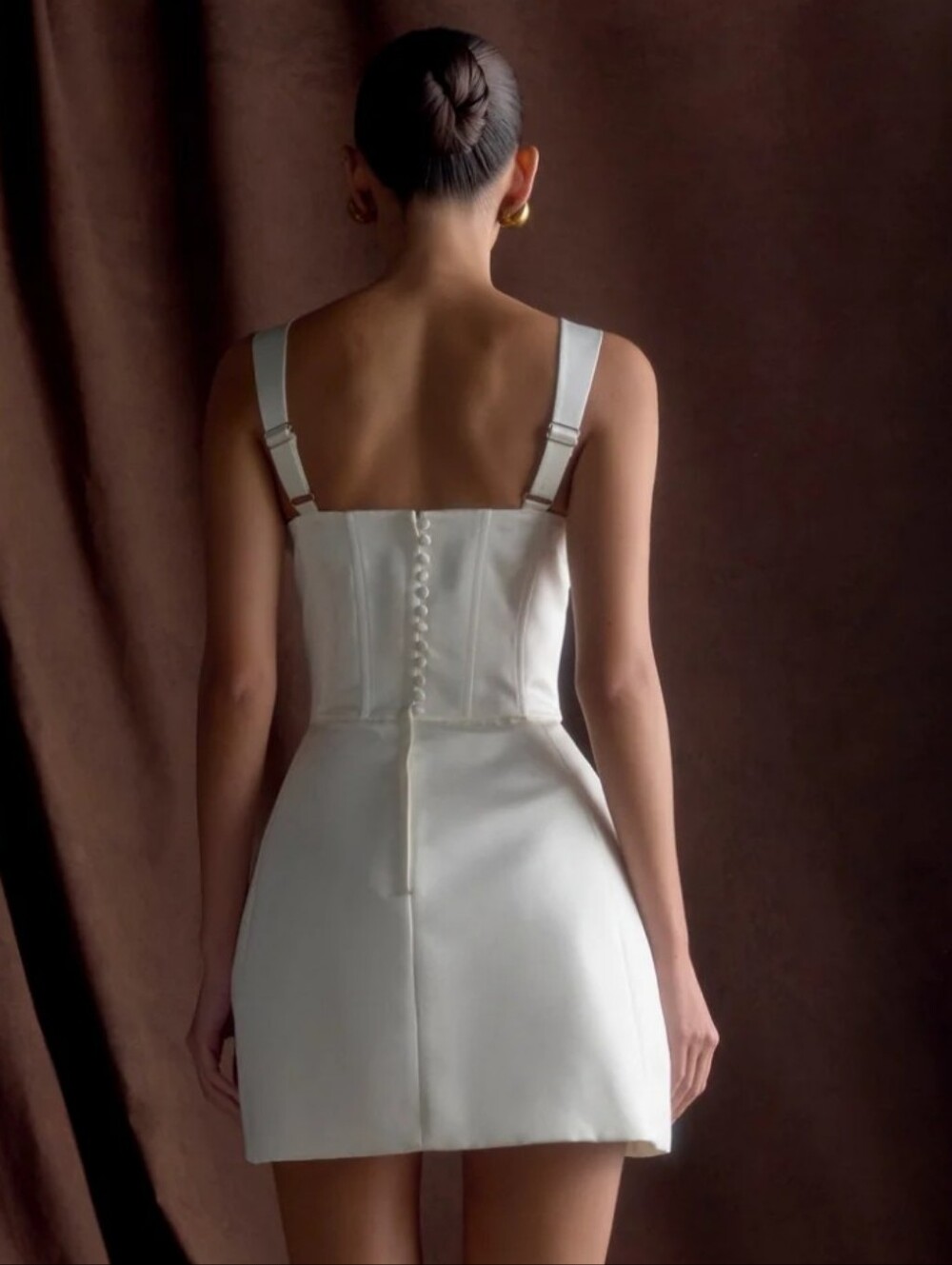Meshki White Isabel Satin Corset Mini Dress S NWT - Picture 2 of 8